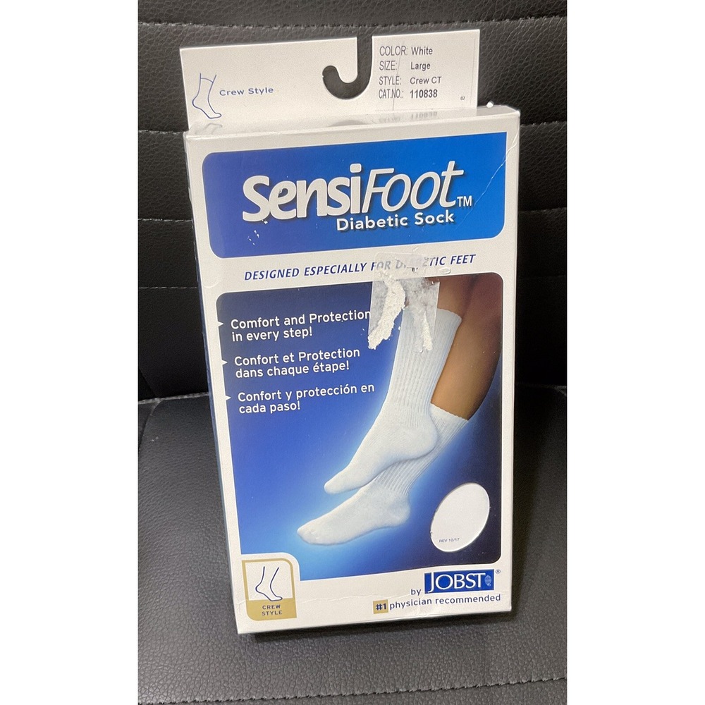 JOBST SeniFoot Diabetic Crew CT White Size Large 110838 Sock Open Box